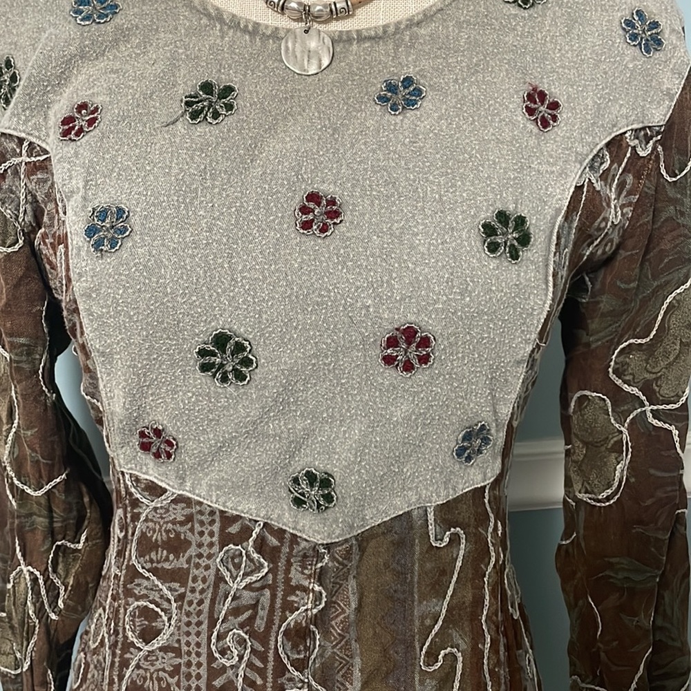 Size M, Sacred Threads short boho dress, earth toned, embroidered, lightweight - Picture 2 of 4
